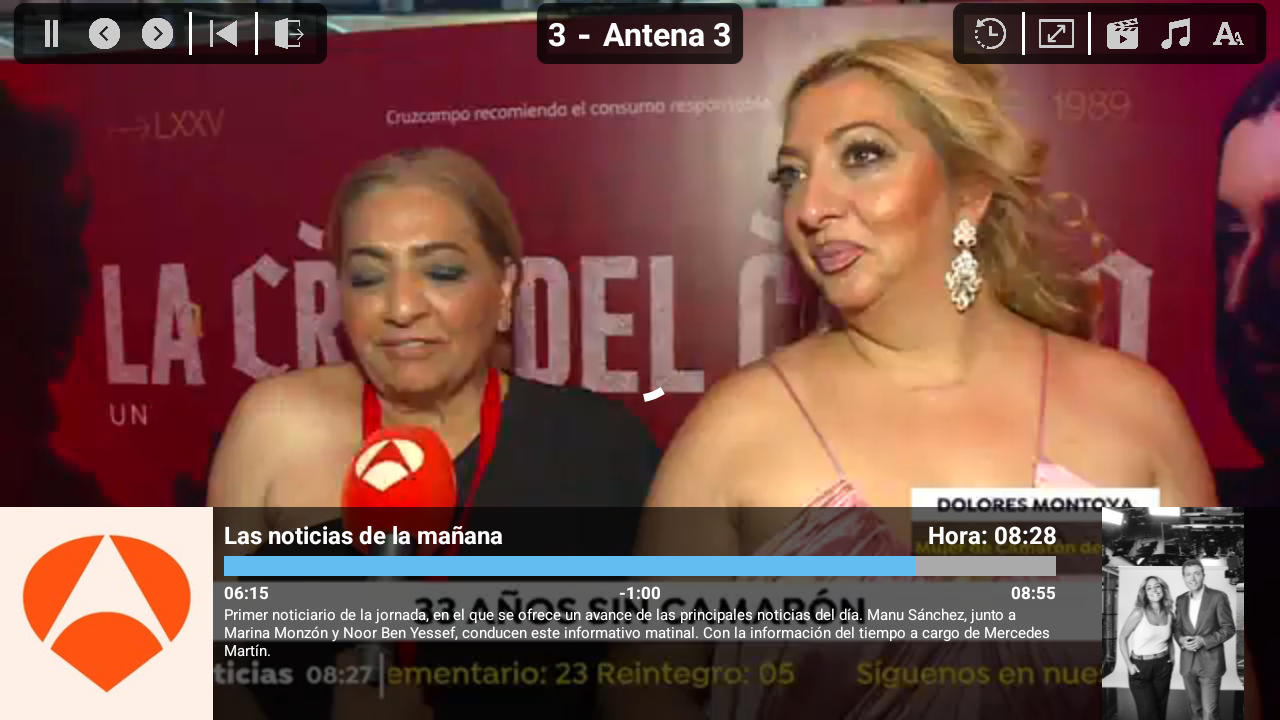 Captura de pantalla de la visualización de un canal