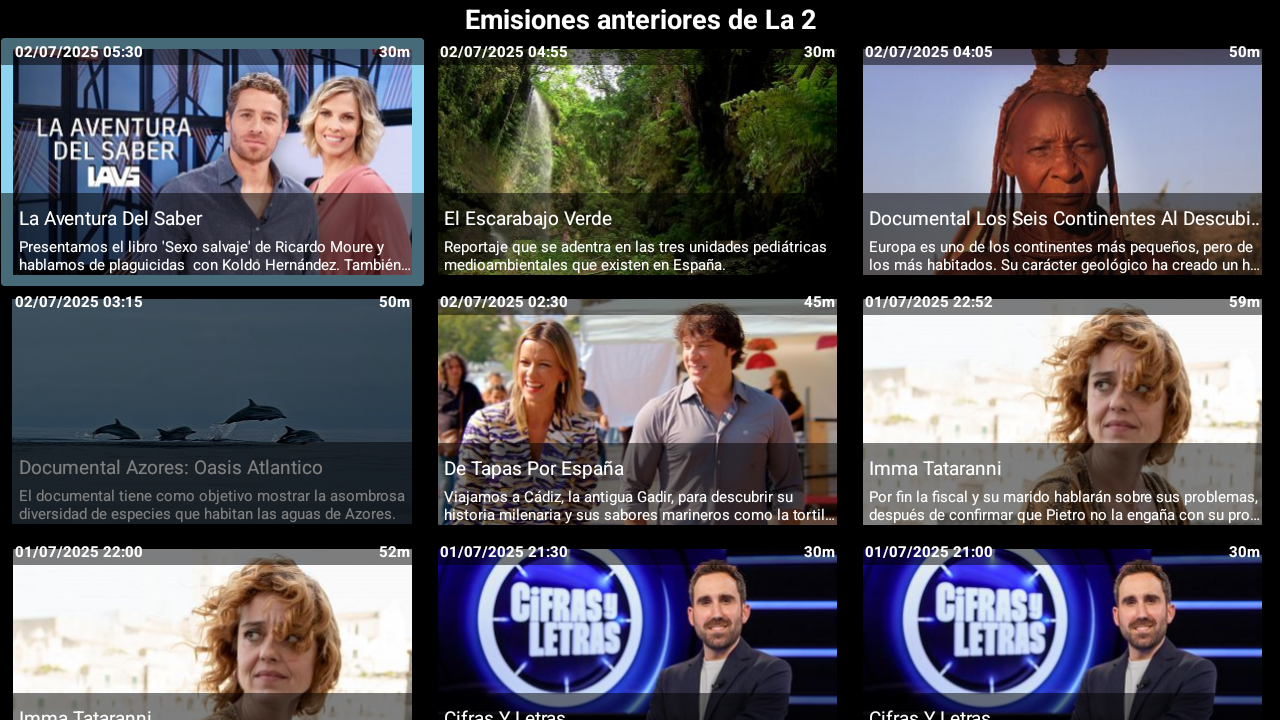 Emisiones anteriores de La 2