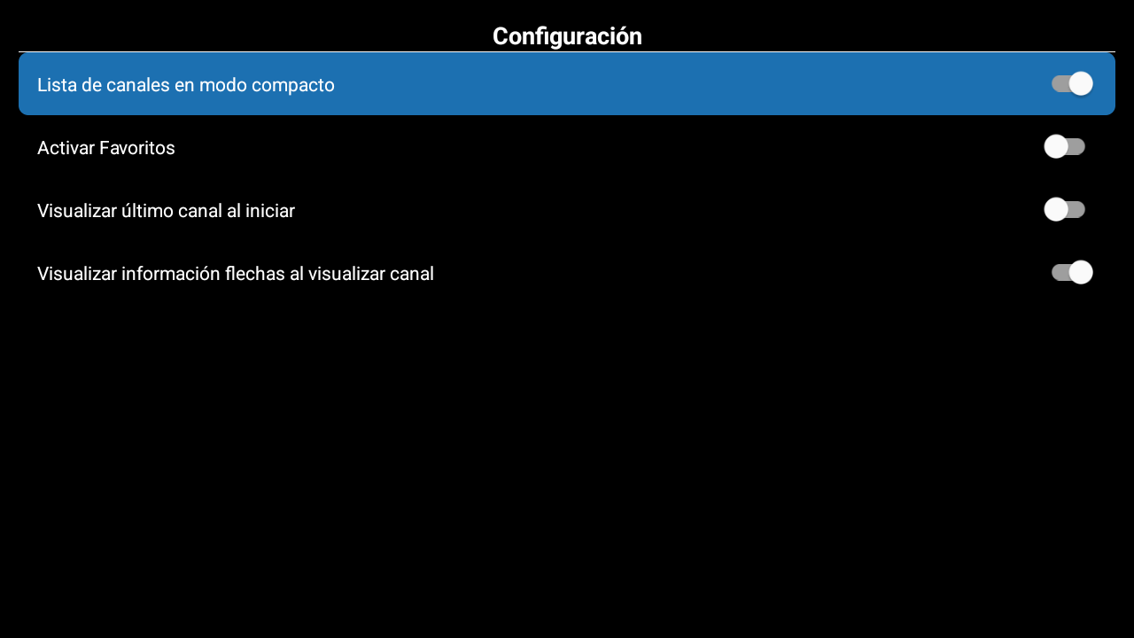 Pantalla de configuración general